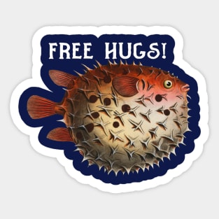 Free Hugs Pufferfish Sticker